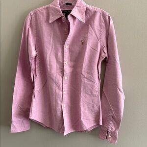 Ralph Lauren Skinny Fit Light Pink Long Sleeve Button Down